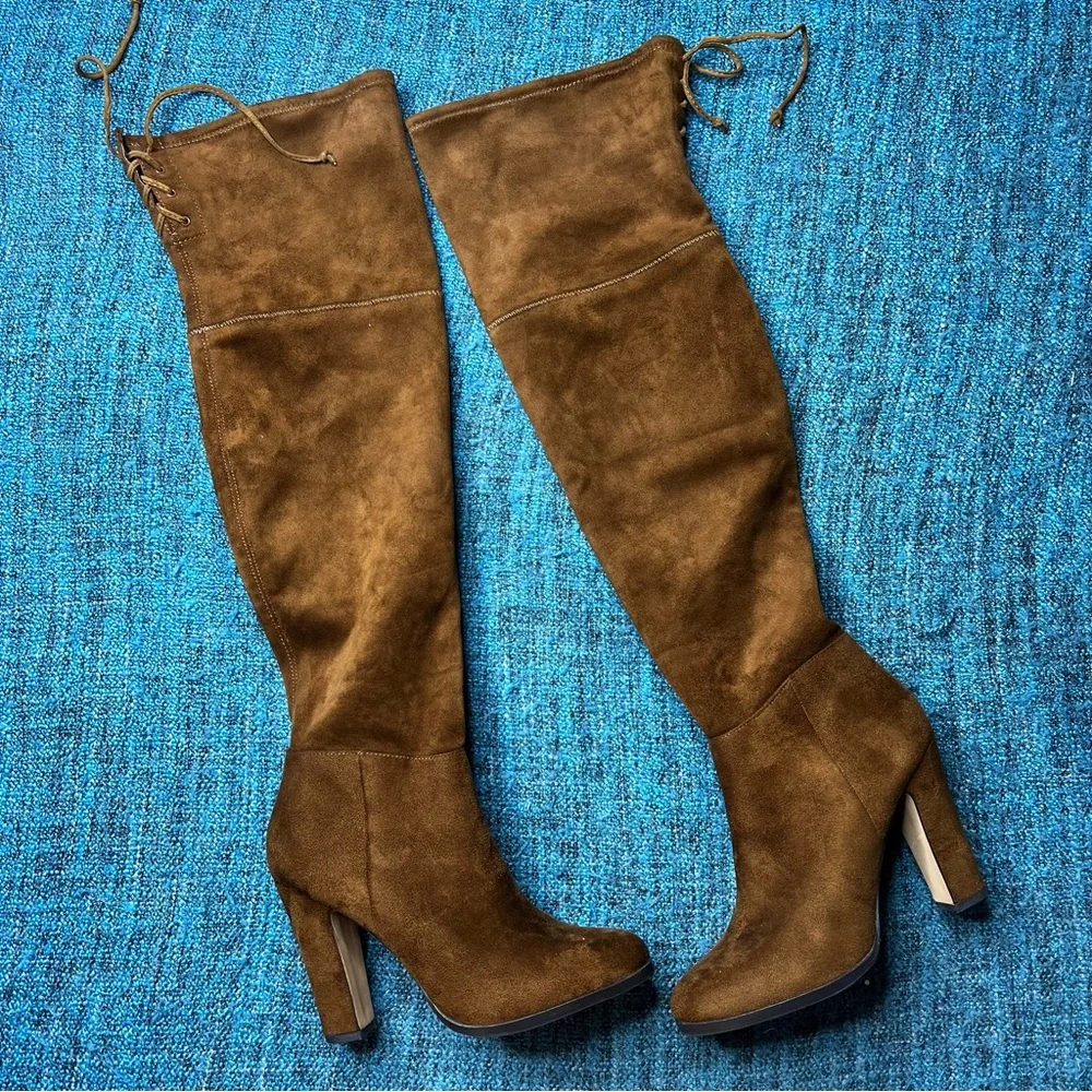 Vince Camuto Cheera Over The Knee Heeled Boots in Brown